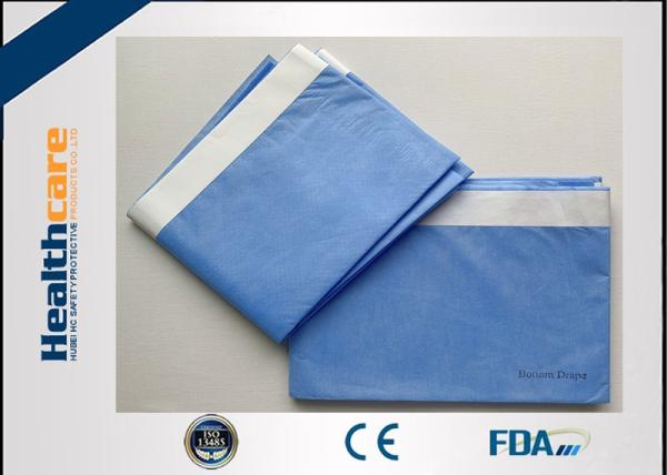 Cirúrgico descartável azul macio de Spunlance drapeja o lado com fita 150X195 Cm