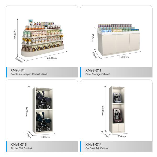 Baby Store Interior Design Silk Screen Logo Display Racks Iron Powder Coated Display Cabinet Display Racks For Shops