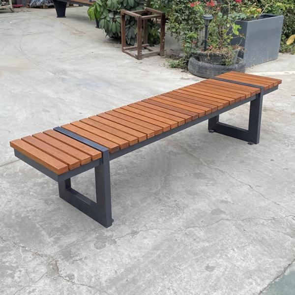 Bright Surface Outdoor Metal Bench With Back Wood Garden Bench
