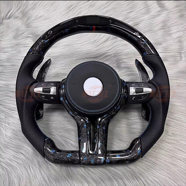 Modification Of B-M-W Series Peachwood Leather Carbon Fiber Steering Wheel