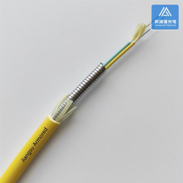 24 Cores SM Spiral Armored Fiber Cable Yellow LSZH  Micro Armored Cable Rodent Resistant FTTH