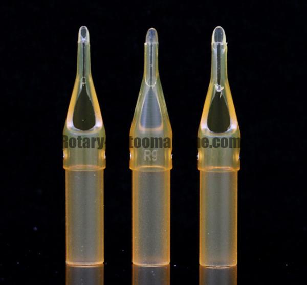 Plastic Disposable Tattoo Needle Tips , Flat  / Round Open Tattoo Tip Set Yellow Color