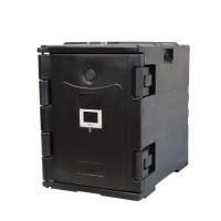 Caja de transporte de alimentos aislada para bandejas, comedores, banquetes al aire libre, transportador de frío y calor, negro