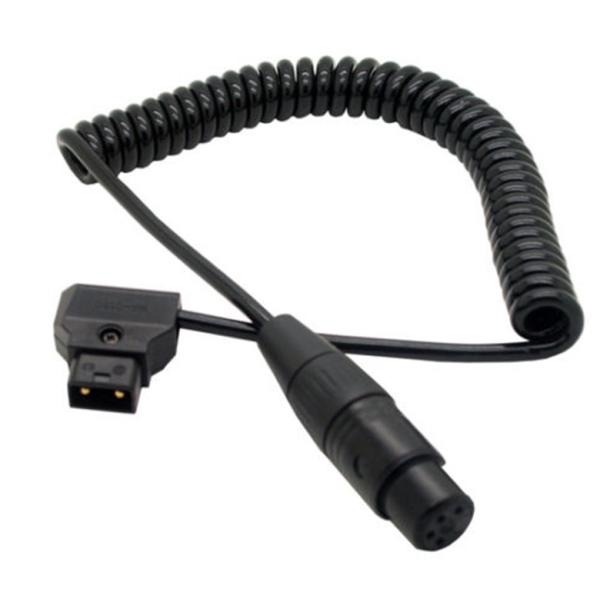 Coiled D-Tap Dap 2Pin Male to XLR 4pin female Cable for DSLR Rig Power V-Mount