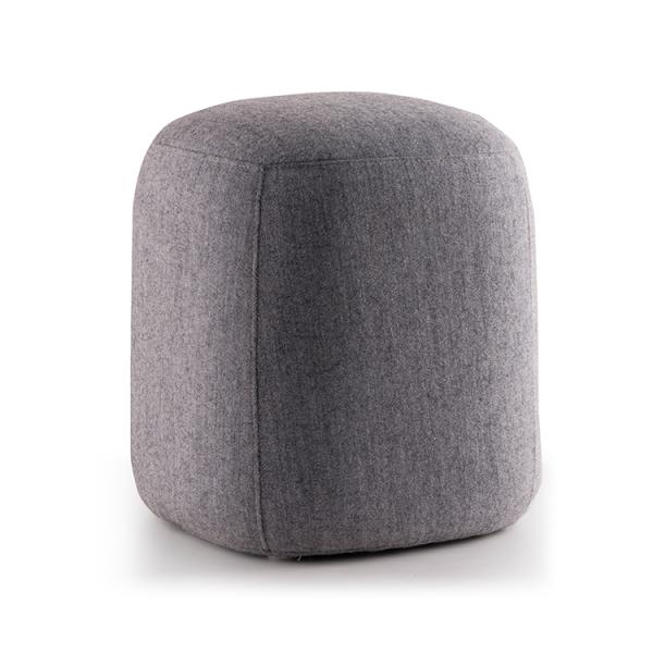 Popular Grey Modern Puff Ottoman with Cashmere Fabric and Solid Wood Inner Frame