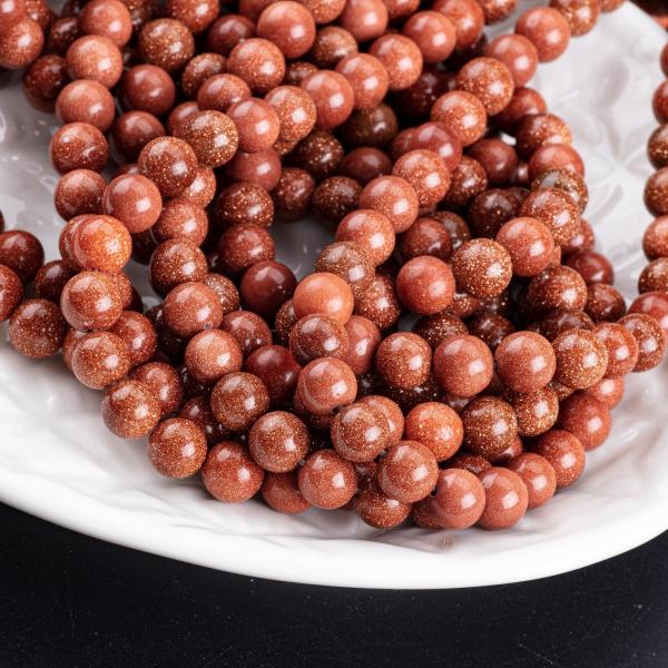 Gold Sandstone Round Bead Natural Crystal Gemstone Loose Bead Strands for DIY Jewelry Making