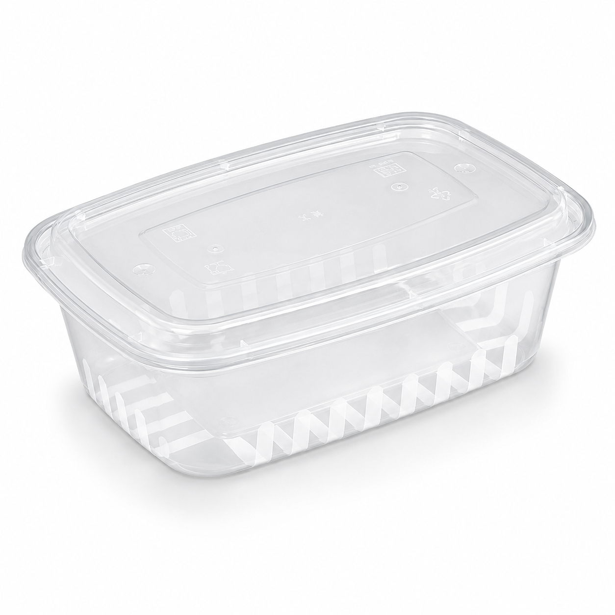 1500ml PP Square Food Trays Deep Rectangular Lidded for Catering