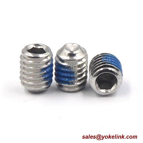 ASME B18.3, DIN 913 Stainless Steel Socket Set screws with Flat Point, Nylok patch