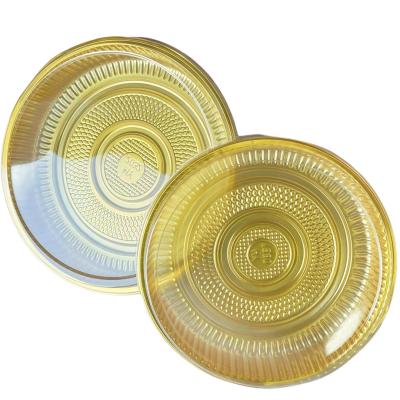Customized disposable vacuum formed PP golden circular mooncake pizza tray supplier