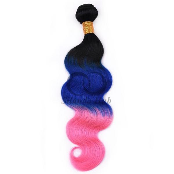 #T1B/Blue/Pink Body Wave Remy Human Hair Bundles Sew In Weave Bundles Brazilian Bundle Deals