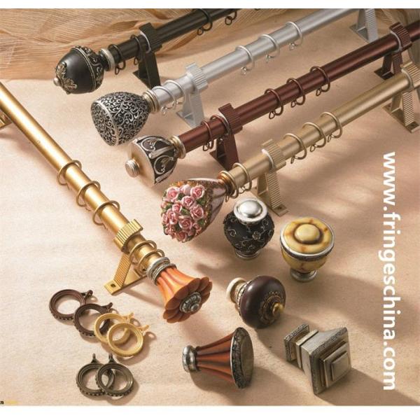 Hot selling delicate aluminum curtain rod pipe resin curtain finials
