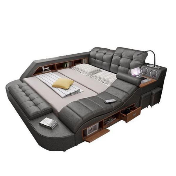 Leather Luxury Bedroom Sets Tufted Upholstered Bed Modern Design