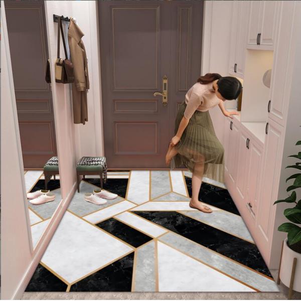 Rectangle Crystal Velvet Floor Carpet Rug Household Door Marble Entry Mat