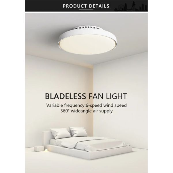 Bedroom Home Decoration white Invisible Bladeless Remote Control Dimming Electric Fan (WH-CLL-69)