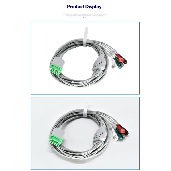 Compatible Dash PRO 4000/3000/Solar 8000 11PIN One Piece Series ECG Cable 5 Leads CE Certified Class I 3.2m Medical Consumables