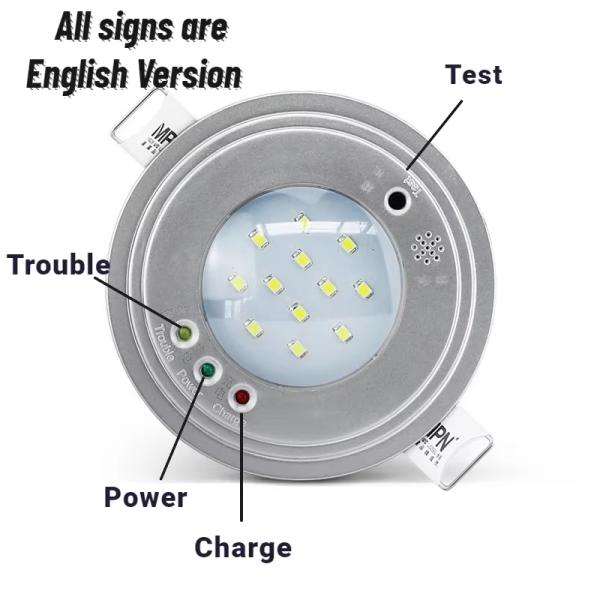 1108 Round Fireproof Recessed Installation Emergency Down Lights for Shopping Mall