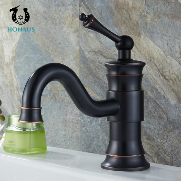 Watermark Single Handle Black Wash Basin Faucet Splash Proof Antique Style