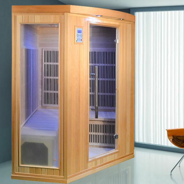 Corner Design Home 3 - 4 Person Wooden Indoor Far Infrared Sauna With Low EMF