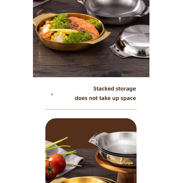 Good Quality Stainless Steel Golden Soup Pot Korean Ramen Instant Noodle Seafood Lobster Induction Cooker Dry Pot