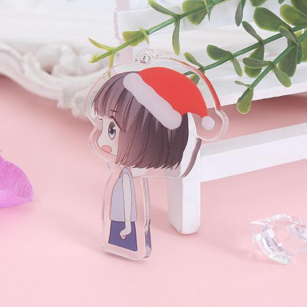 Chave de chave acrílica personalizada de personagem de desenho animado com anel de metal