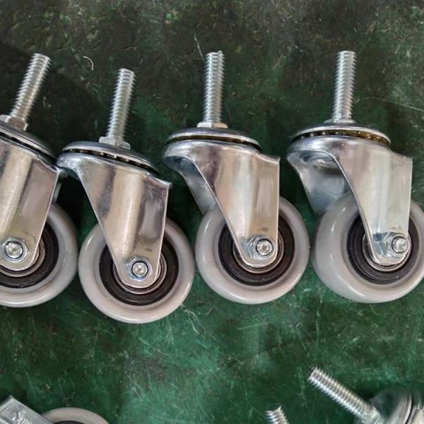 Small Trolley Wheels Soft PP Core PVC Casters 2 Threaded Stem Swivel Castors