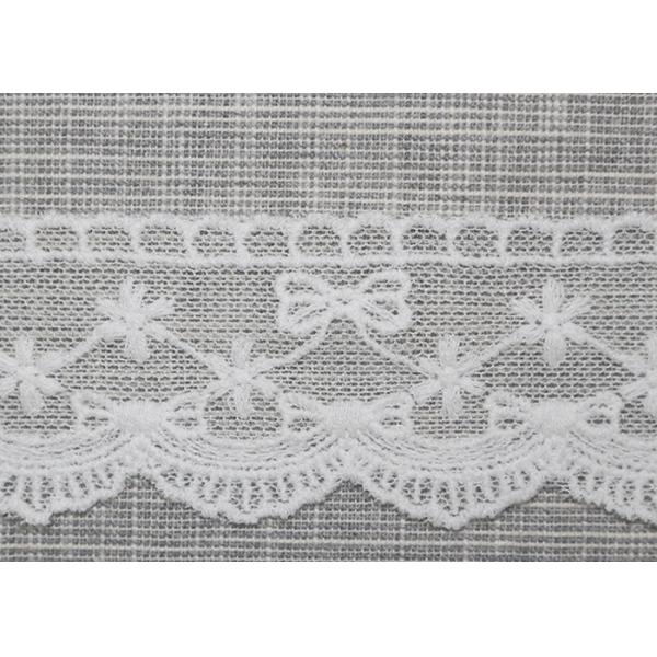White Embroidered Lace Trim For Smocked Dress / Lace Ribbon Embroidery Fabric