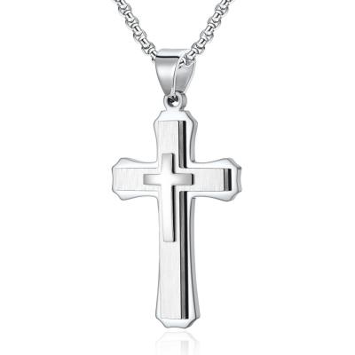 Cross Engrave Metal Prayer Choker for Men Stainless Steel Link Chain Necklaces Fine Jewelry Anniversary Occasion