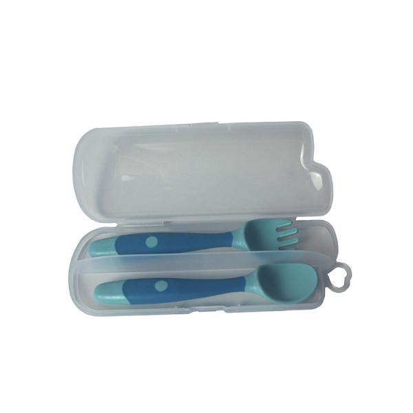 Baby Silicone Feeding Spoon And Fork Plain Bendable BPA Free Eco friendly