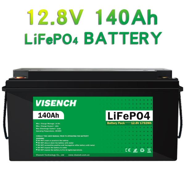 Armazenamento de energia Visench 12V 140Ah RV Bateria de lítio ferro fosfato 12V Lifepo4 Bateria