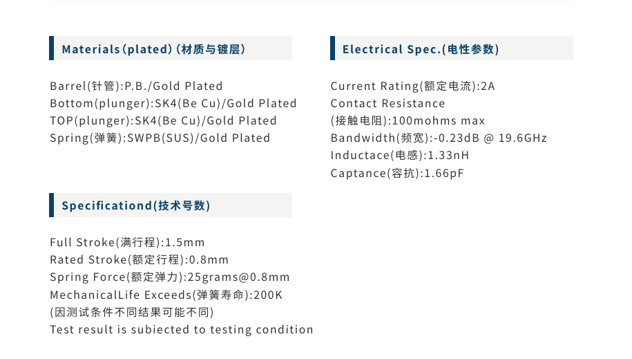 China Supplier Double ended Pogo Pin Spring Loaded Probe UF-FT064BD816-001