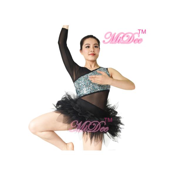 Single Sleeve Sequin Chest Lace Skirt Ballet Performance Costumes For Competition