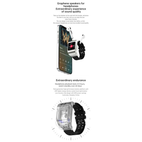 Eraysun 2 in 1 Bt Calling Smart Watches Waterproof Reioj Smart Watch With Earbuds Touch Screen Tws Earbuds Earphone