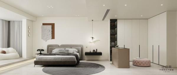Fadior Elegant Stainless Steel Walk-In Closet With Wood Grain Island And Multiple Storage Solution