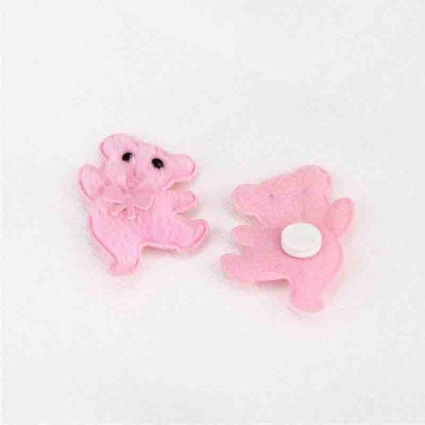 Pink Plush Toppers Craft Cute Little Bear Eco - Friendly 3*3mm With Sticker