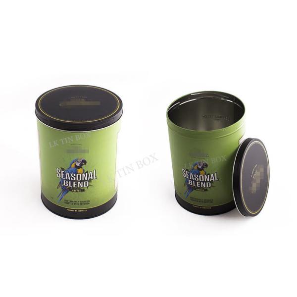 Caixa fraca verde hermética da lata do chá do metal pequeno redondo com a tampa interna do botão de alumínio