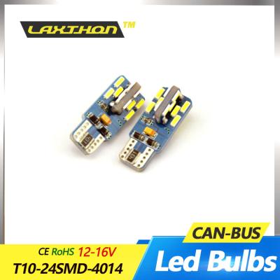 White LED Interior Car Light Bulbs 16V T10 24SMD 4014 Canbus Led Light Stable Current