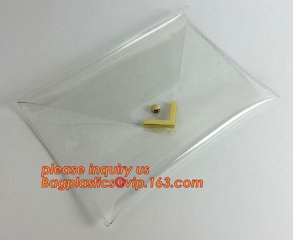 Button Closure PVC Clutch Bag For Women Handbag Snap Sleeve Cosmetic Makeup Bag, Satchel Golden Handle Chain Clutch PVC