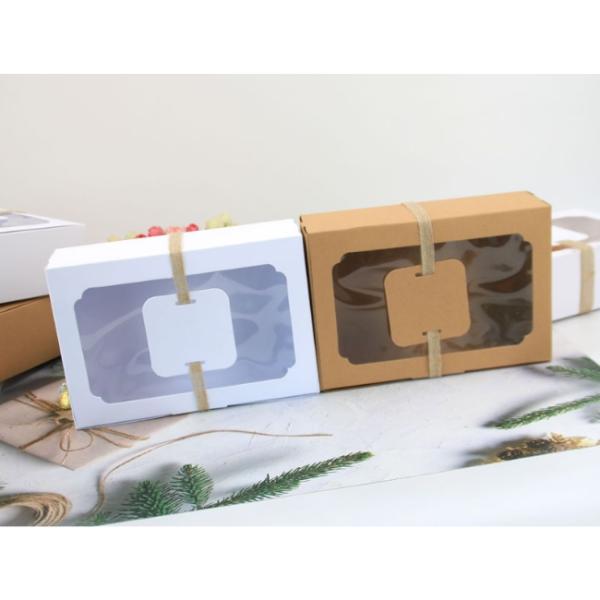 Open Window Biodegradable Kraft Paper Food Packaging Container 22*15*7cm