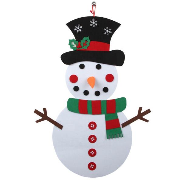 Harmless 100*50cm Felt Christmas Snowman Ornaments For Wall / Window
