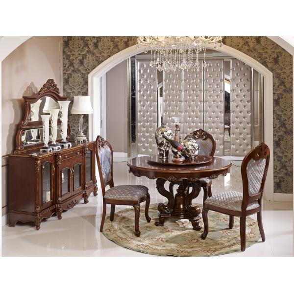 1380*1380*800mm Unique Luxury Wood Dining Room Sets Wooden Carved