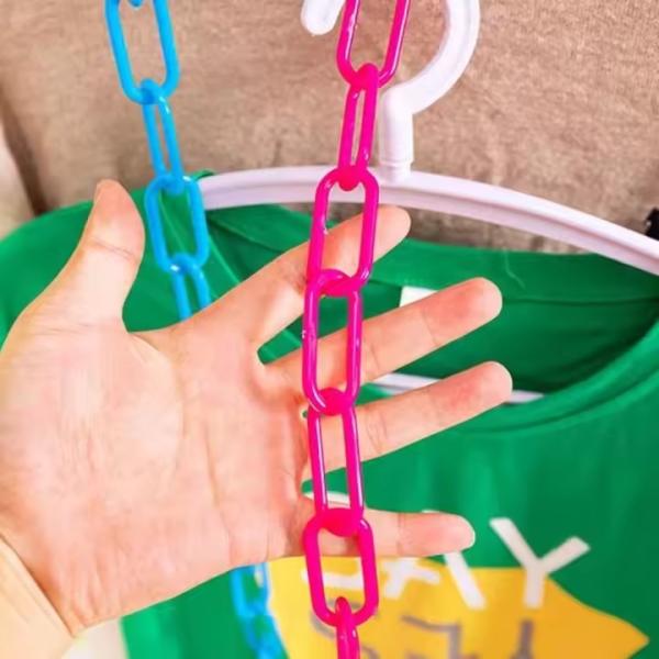 1.3m Length / 23 Holes Plastic Chain Colorful Plastic Clothes Hanger Wardrobe Hanging Hanger Space Saving Organizer Hanger