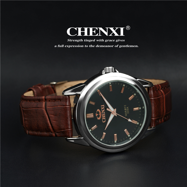 Guangzhou Watch Supplier Stainless Steel Case Back Quartz Watch Leather Strap Watches Mens