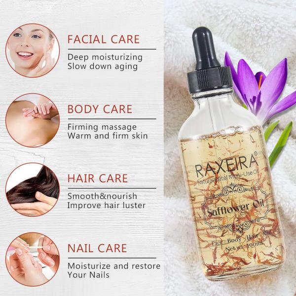 Private Label Moisturizing Natural Safflower Massage Essential Oil Natural Moisturizer Massage Face Body Hair  Multi-Use