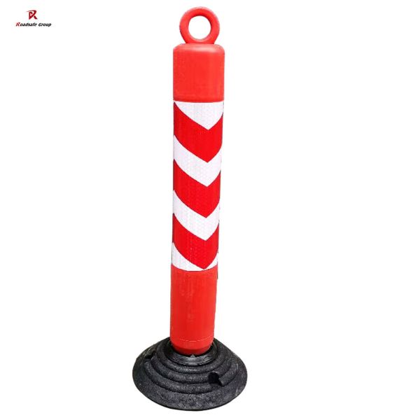 Roadsafe Divider High Flexible PU Warning Post Delineator Flexible Warning Posts With Rubber Base 