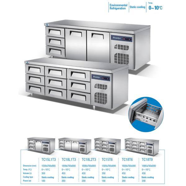 Restaurant Commercial Undercounter Freezer 350W Multiscene Silver Color