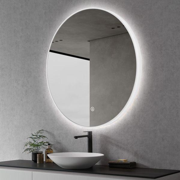 Wall Mounted Circular LED Bathroom Mirror IP44 With Acrylic Frame