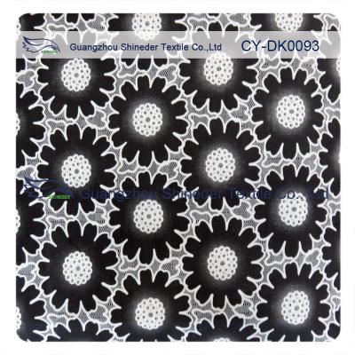 Fashion Big Black Floral Cotton Lace Fabric , 50% Cotton 50% Polyester