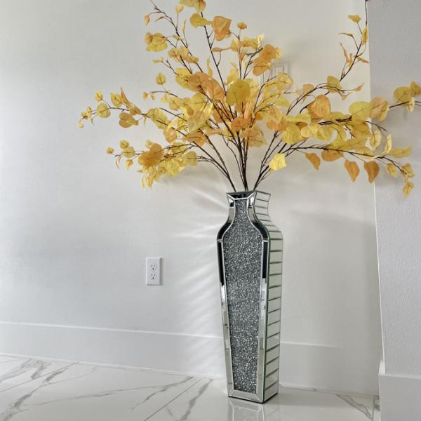 Home Decoration Mirrored Furniture Tall Floor Vase Clear Glass Crystal For Wedding