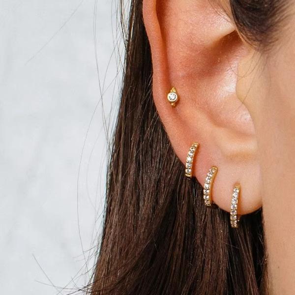 925 Sterling Silver Wholesale Jewelry Minimalist Small 925 Sterling Silver Zircon Stud Earrings Gold Plated Earrings For Women