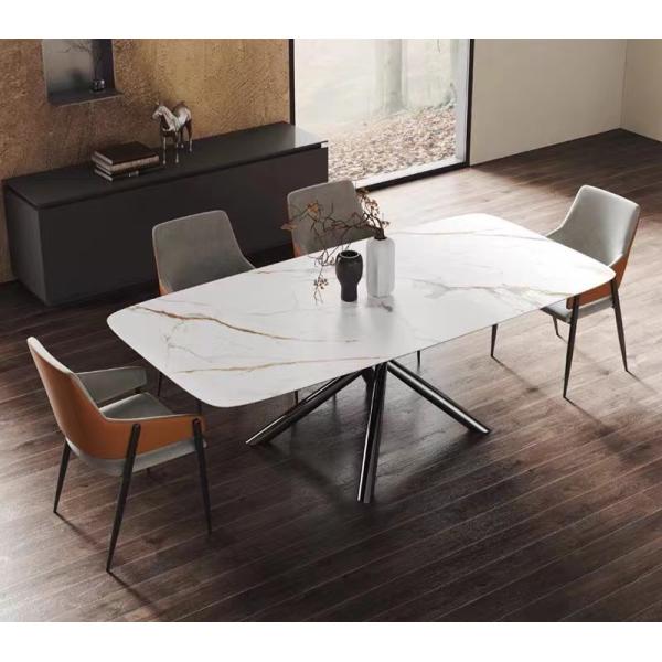 Modern Luxury Kitchen Restaurant Tables And 6 Chairs Sets High End Marble Dining Table Set For Home And Hotels